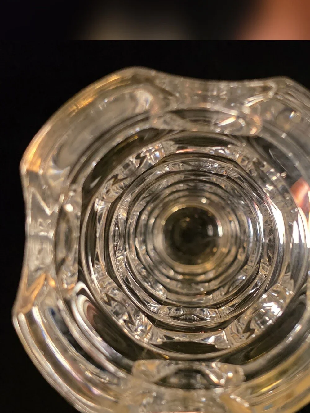 Vintage Heavy Clear Glass Vase Geometric Space Age Brutalist 8.75